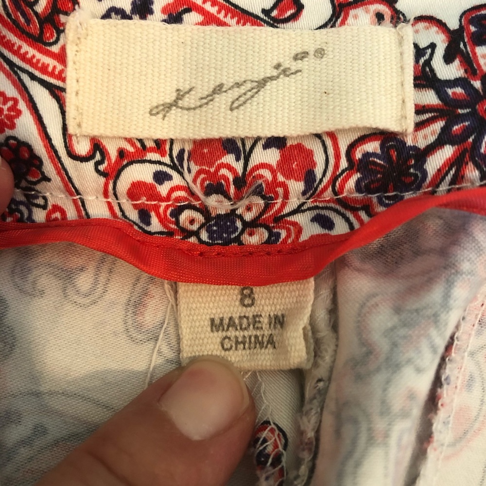 Kenzie Red/White/Blue Paisley Cotton Shorts - 8 - Picture 5 of 6